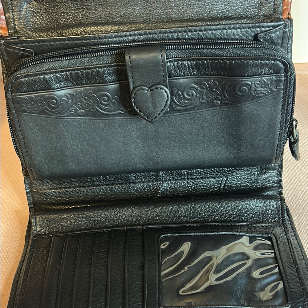 Brighton Brown and Black Crocodile Textured Wallet - Picture 5 of 8